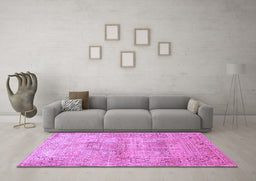 Machine Washable Persian Purple Traditional Area Rugs in a Living Room, wshtr119pur