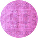 Round Machine Washable Persian Purple Traditional Area Rugs, wshtr119pur