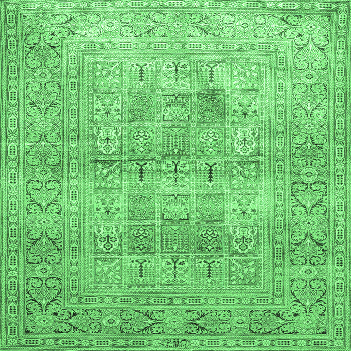 Square Machine Washable Persian Emerald Green Traditional Area Rugs, wshtr119emgrn