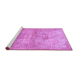 Sideview of Machine Washable Persian Purple Traditional Area Rugs, wshtr119pur