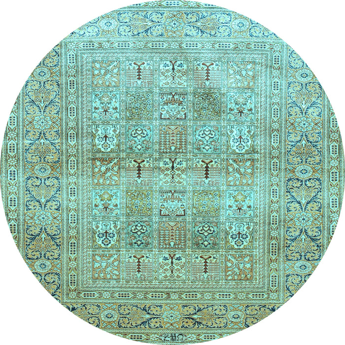 Round Machine Washable Persian Light Blue Traditional Rug, wshtr119lblu