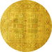 Round Persian Yellow Traditional Rug, tr119yw