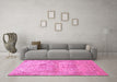 Machine Washable Persian Pink Traditional Rug in a Living Room, wshtr119pnk