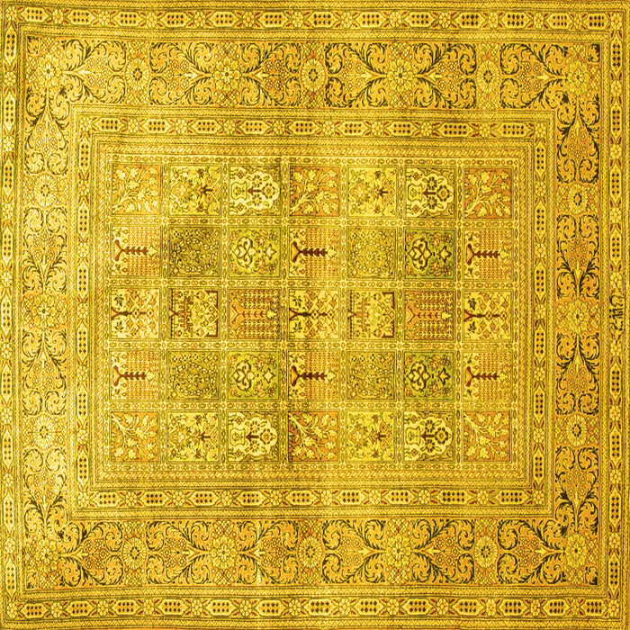 Square Persian Yellow Traditional Rug, tr119yw