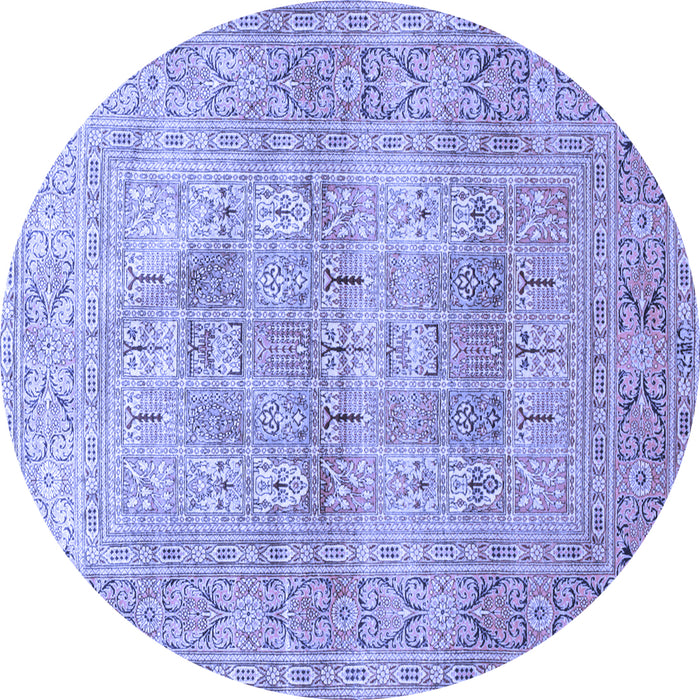Round Machine Washable Persian Blue Traditional Rug, wshtr119blu