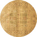 Round Persian Brown Traditional Rug, tr119brn