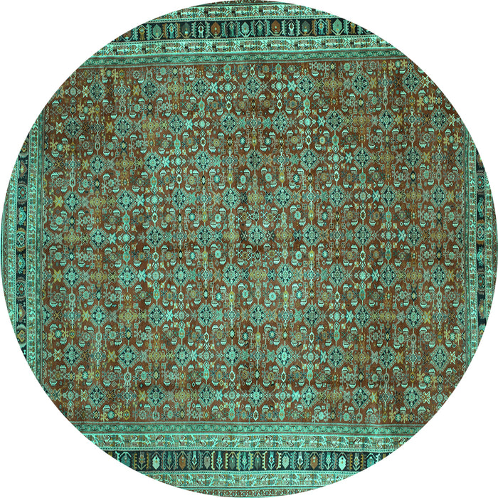 Round Persian Turquoise Traditional Rug, tr11turq