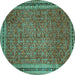 Round Persian Turquoise Traditional Rug, tr11turq