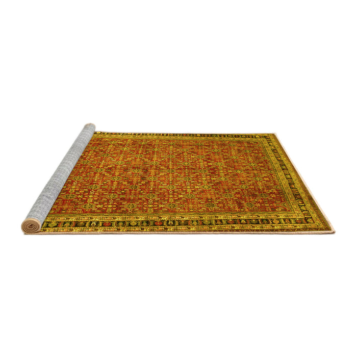 Sideview of Machine Washable Persian Yellow Traditional Rug, wshtr11yw