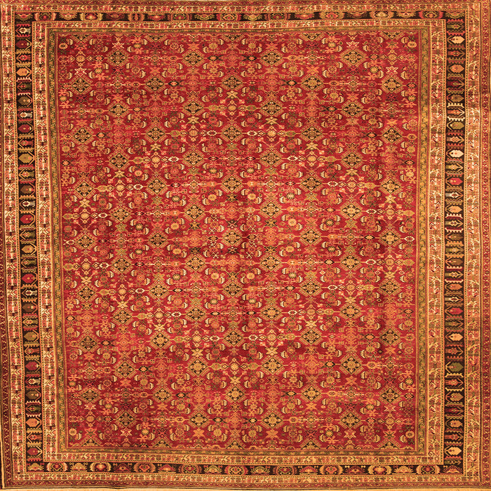 Round Machine Washable Persian Orange Traditional Area Rugs, wshtr11org