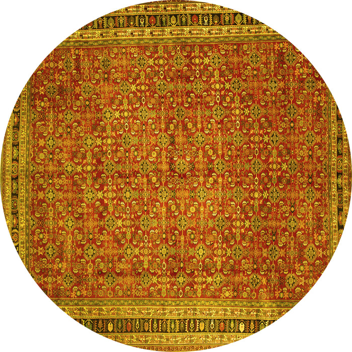 Round Persian Yellow Traditional Rug, tr11yw