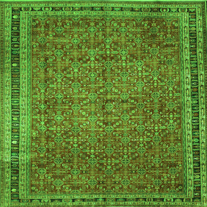 Round Machine Washable Persian Green Traditional Area Rugs, wshtr11grn