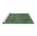 Sideview of Machine Washable Persian Turquoise Traditional Area Rugs, wshtr11turq