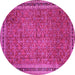 Round Machine Washable Persian Pink Traditional Rug, wshtr11pnk