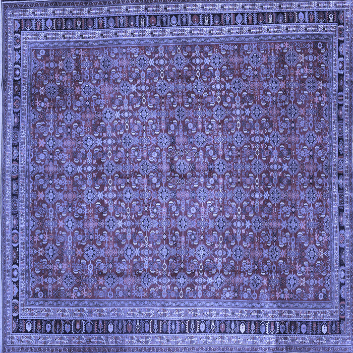 Square Machine Washable Persian Blue Traditional Rug, wshtr11blu