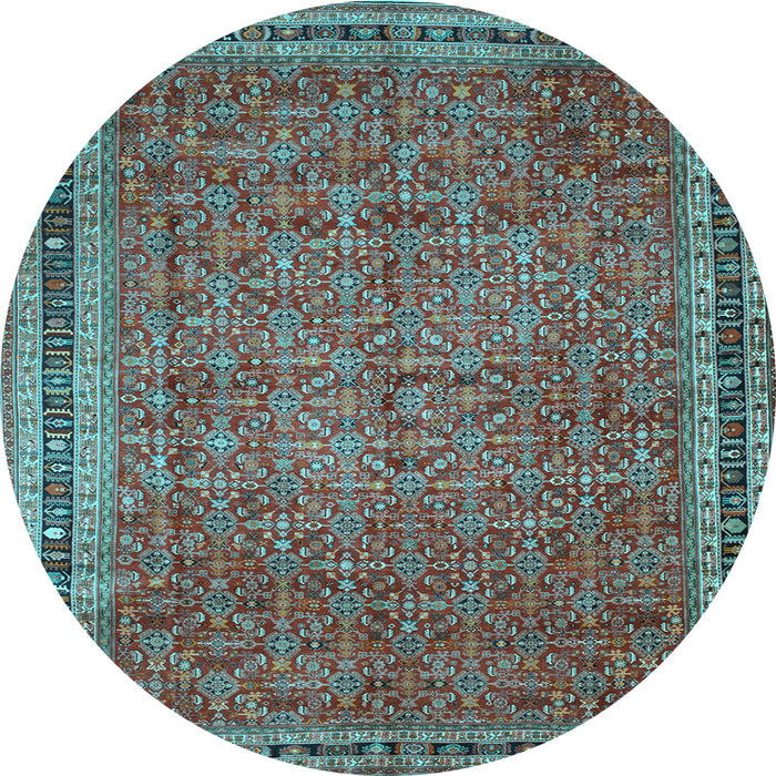 Round Machine Washable Persian Light Blue Traditional Rug, wshtr11lblu