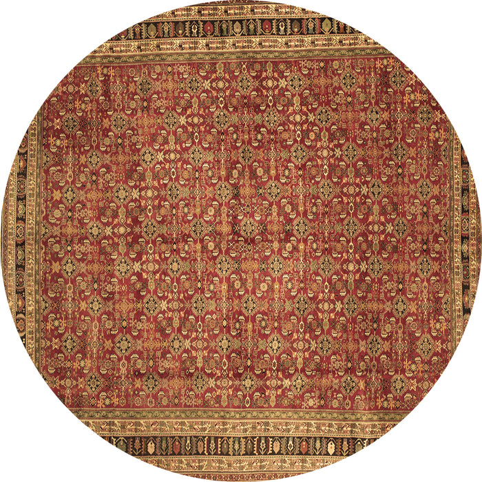 Round Persian Brown Traditional Rug, tr11brn