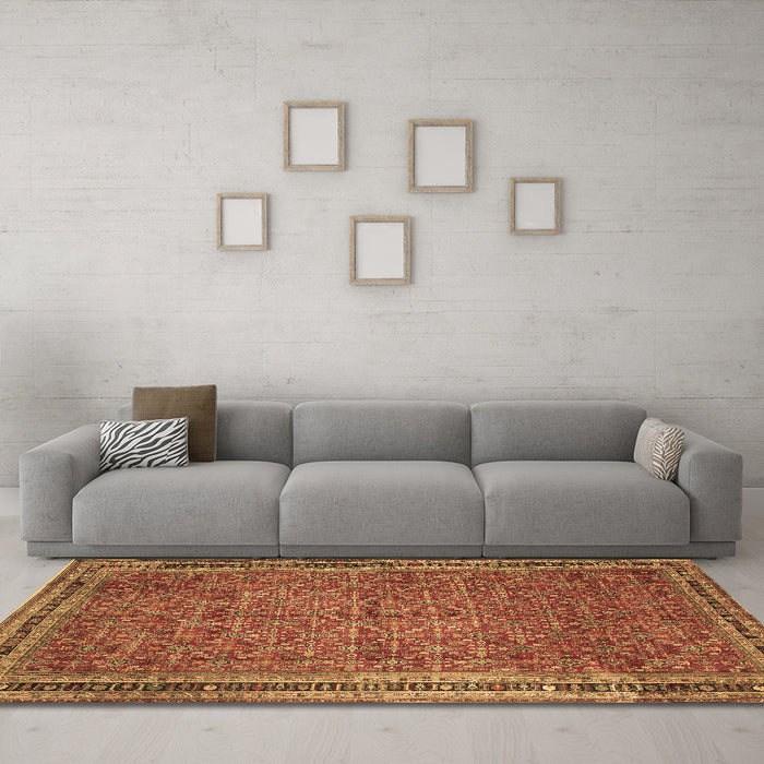 Machine Washable Persian Brown Traditional Rug in a Living Room,, wshtr11brn