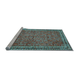 Sideview of Machine Washable Persian Light Blue Traditional Rug, wshtr11lblu