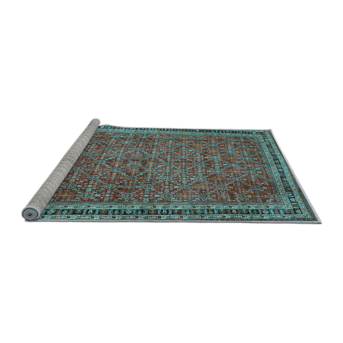 Sideview of Machine Washable Persian Light Blue Traditional Rug, wshtr11lblu