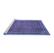 Sideview of Machine Washable Persian Blue Traditional Rug, wshtr11blu