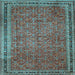 Square Machine Washable Persian Light Blue Traditional Rug, wshtr11lblu