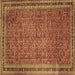 Square Machine Washable Persian Brown Traditional Rug, wshtr11brn