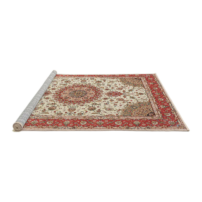 Sideview of Machine Washable Traditional Brown Rug, wshtr12