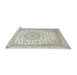 Sideview of Machine Washable Traditional Gunmetal Gray Rug, wshtr120