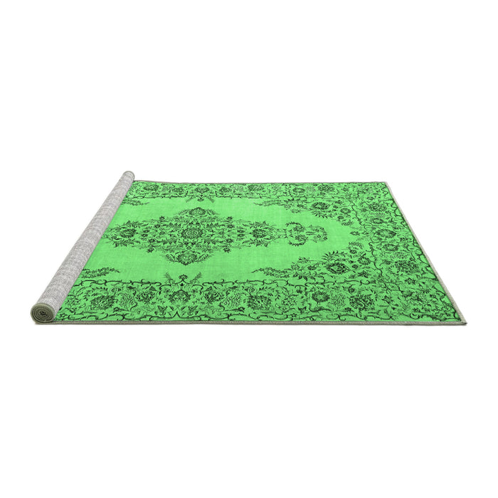 Sideview of Machine Washable Medallion Emerald Green Traditional Area Rugs, wshtr1200emgrn