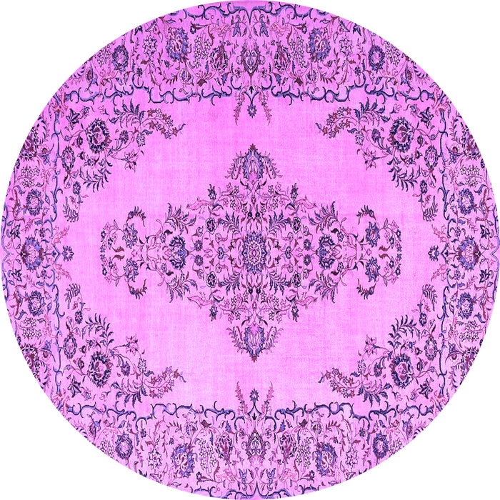 Round Medallion Purple Traditional Rug, tr1200pur
