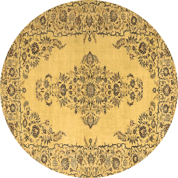 Round Medallion Brown Traditional Rug, tr1200brn