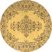 Round Medallion Brown Traditional Rug, tr1200brn