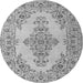 Machine Washable Medallion Gray Traditional Rug, wshtr1200gry