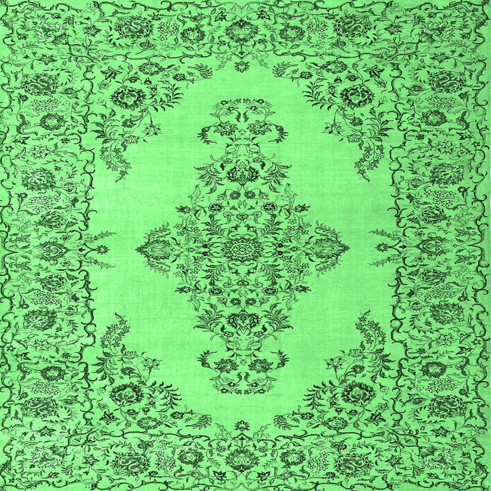 Square Machine Washable Medallion Emerald Green Traditional Area Rugs, wshtr1200emgrn