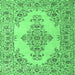 Square Machine Washable Medallion Emerald Green Traditional Area Rugs, wshtr1200emgrn