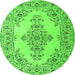 Machine Washable Medallion Green Traditional Area Rugs, wshtr1200grn