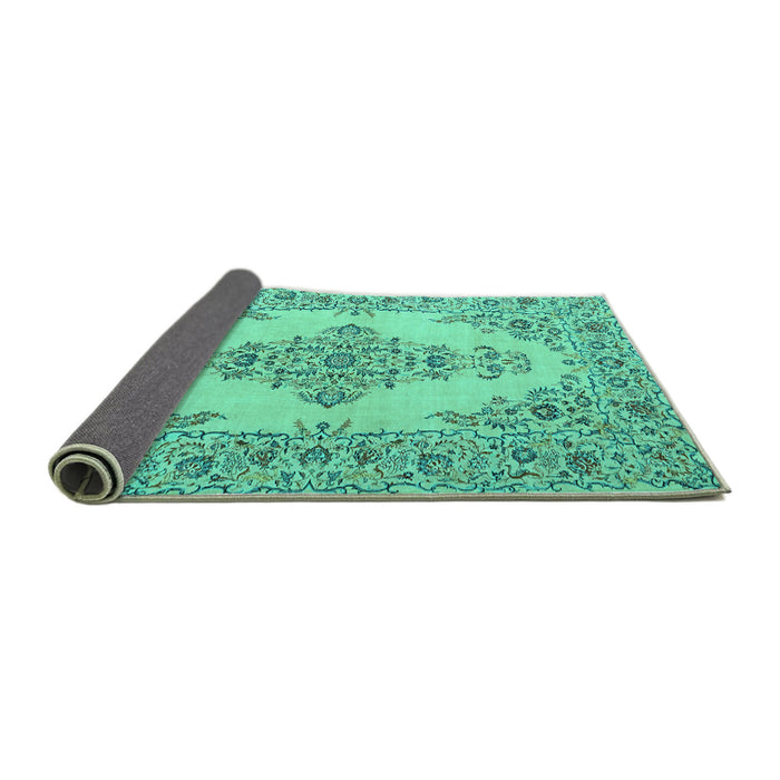 Sideview of Medallion Turquoise Traditional Rug, tr1200turq