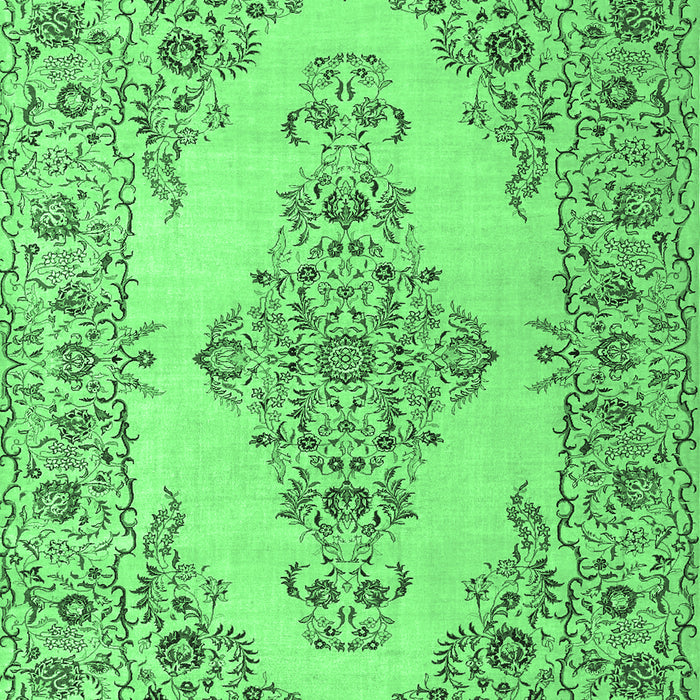 Machine Washable Medallion Emerald Green Traditional Area Rugs, wshtr1200emgrn