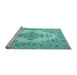 Sideview of Machine Washable Medallion Light Blue Traditional Rug, wshtr1200lblu