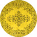 Round Medallion Yellow Traditional Rug, tr1200yw