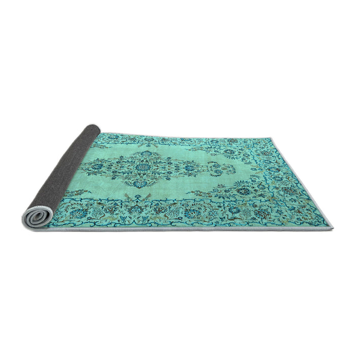 Sideview of Medallion Light Blue Traditional Rug, tr1200lblu