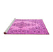 Sideview of Machine Washable Medallion Pink Traditional Rug, wshtr1200pnk