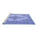 Sideview of Machine Washable Medallion Blue Traditional Rug, wshtr1200blu