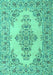 Machine Washable Medallion Turquoise Traditional Area Rugs, wshtr1200turq