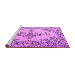 Sideview of Machine Washable Medallion Purple Traditional Area Rugs, wshtr1200pur