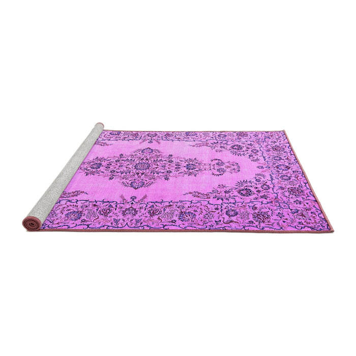 Sideview of Machine Washable Medallion Purple Traditional Area Rugs, wshtr1200pur
