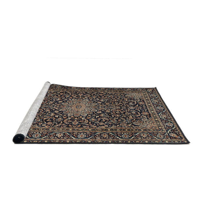 Sideview of Machine Washable Traditional Charcoal Black Rug, wshtr1201