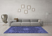 Machine Washable Persian Blue Traditional Rug in a Living Room, wshtr1201blu