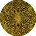 Round Persian Yellow Traditional Rug, tr1201yw